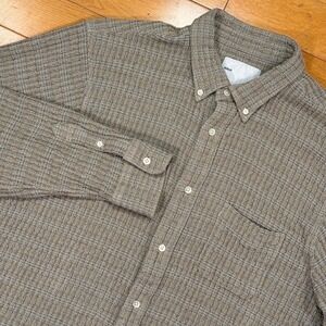ADSUM Size Large Textured Button Down Shirt Long Sleeve Cotton Designed in NYC